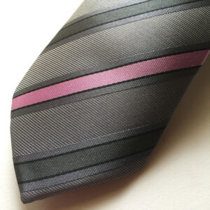 Seidenkrawatte Streifen grau rosa